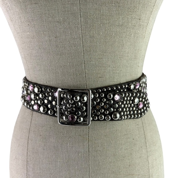 Glamour Brown Genuine Leather With Rhinestones Style Size 34 Unisex Belt main image 5